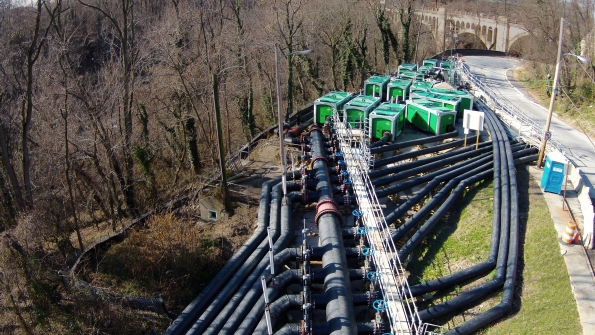 Sunbelt Rentals pumps on a bypass project