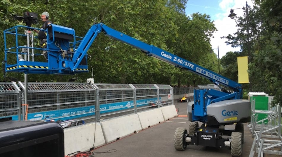 The Genie Z-60/37 FE articulating boomlift on a job.