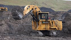 Caterpillar hydraulic mining shovel at work Caterpillar hydraulic mining shovel at work