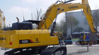 A LiuGong 925E excavator at Bauma 2016.