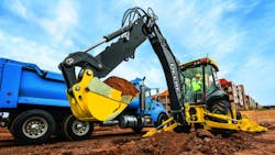 John Deere39s updated LSeries backhoe loader at work John Deere39s updated LSeries backhoe loader at work