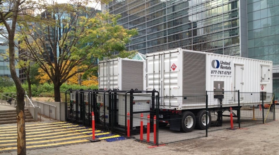 A United Rentals generator providing backup power in Toronto.
