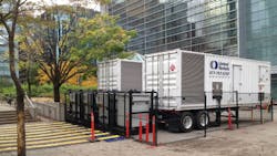 A United Rentals generator providing backup power in Toronto A United Rentals generator providing backup power in Toronto
