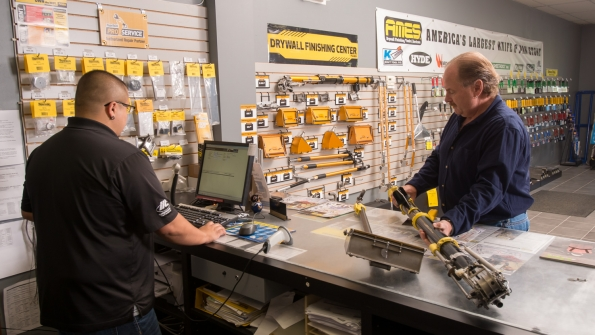 Counter and showroom at an Ames Taping Tools branch