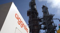 Aggreko, shown powering a refinery, is setting the pace for lowering its carbon footprint.