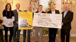 Wacker Neuson presents Fisher House Wisconsin, a veterans&apos; charity, with a donation of more than $111,000 on behalf of its dealer AGF Machinery in Dothan, Ala. From left to right, Jennifer Kiefer, Fisher House manager; Dr. Dan Zomcheck, VA Medical Center director; Curtiss Peck, Fisher House Executive Director; Andres Roberts, Fisher House president; Johannes Schulze Vohren, Wacker Neuson regional president, and Jason Oglesby, Wacker Neuson director of technical services and aftermarket.