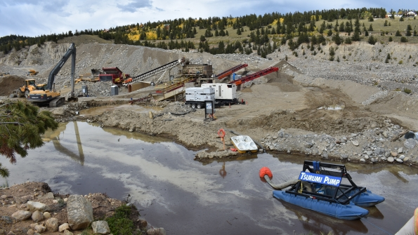 A Tsurumi electric submersible pump on a custombuilt pontoon on the set of quotGold Rushquot a Discovery Channel series about mining for gold broadcast in 130 countries