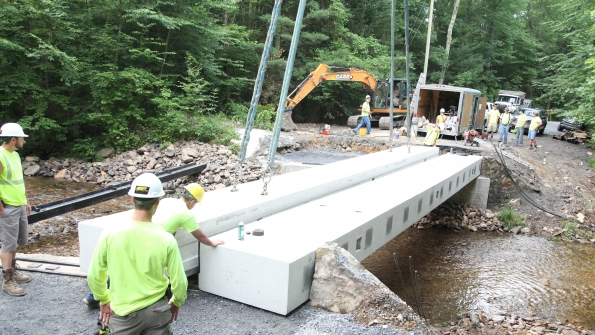 Case Equipment is used to replace and repair the Old Forge Bridge a deteriorating bridge that risked access to residents fire departments ambulance police school busses and other essential components of the community