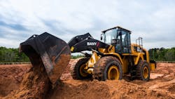 A Sany wheel loader at work A Sany wheel loader at work