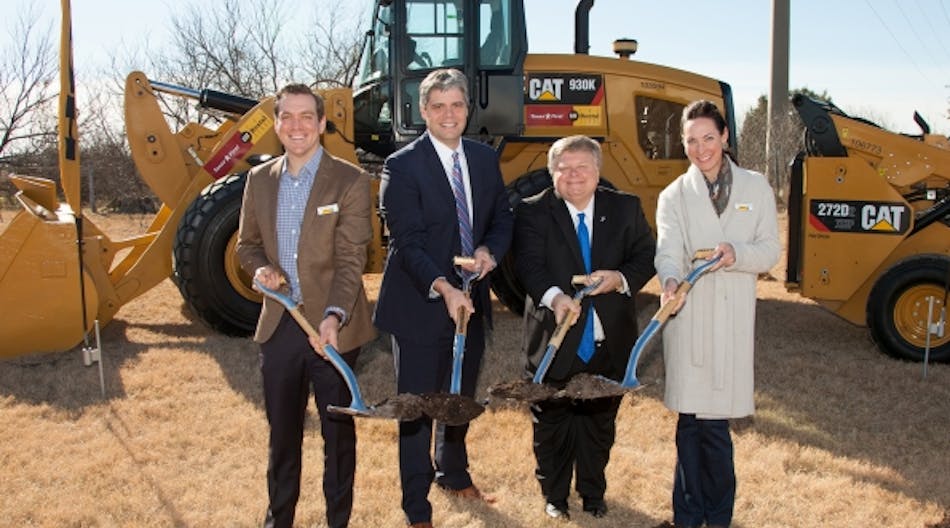 At the Georgetown groundbreaking ceremony, from left to right: Peter J. Holt, Holt Cat CEO; David Morgan, Georgetown city manager; Dale Ross, Georgetown mayor; and Corinna Holt Richter, Holt Cat president and chief administrative officer.