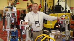 Steve Orrick of Meridian Utility Equipment Sales shows a variety of items at the Rental Rally.
