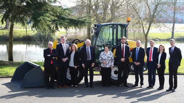 From left Fernand Mira President MHA Division Manitou Group James Green Vice President General Counsel and Corporate Secretary Manitou Equipment America Delphine LaporterieDomenget HR Manager Manitou Equipment America Michel Denis President and CEO Manitou Group Jacqueline Himsworth Chairman of the Board of Directors Manitou Group Jonas Haertle Head of the Principles for Responsible Management Education United Nations Rick Alton President CEP Division Manitou Group Herveacute Rochet Corporate Secretary CFO