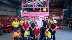 Height for Hire staff with Haulotte39s 14meter scissor life nicknamed quotPinkiequot