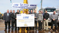 Komatsu CARE service team at J Fletcher Creamer amp Sons in honor of 100000 service intervals completed