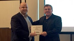 Jonathan Cook vice president of sales at Chicago Pneumatic left presents Regional Sales Manager of the Year award to Dmitri Cremo Melcroft Pa for having the highest volume of sales on the CP team Jonathan Cook vice president of sales at Chicago Pneumatic left presents Regional Sales Manager of the Year award to Dmitri Cremo Melcroft Pa for having the highest volume of sales on the CP team