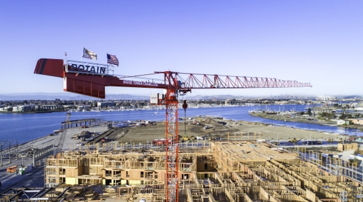 A Bigge crane at work at the Oakland Embarcadero project.