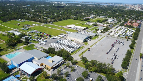 Sims Cranes on alert at the Sarasota Fairgrounds in advance of Hurricane Irma