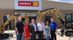Peter J. Holt, Holt Cat CEO (third from right), Mayor David Hillock, City of Little Elm (third from left), with members of Little Elm Economic Development Corp., at the opening of the new branch.
