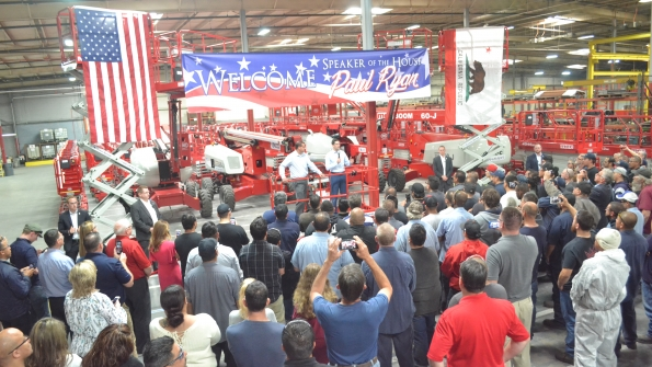 Speaker of the House Paul Ryan addresses MEC workers on the factory floor