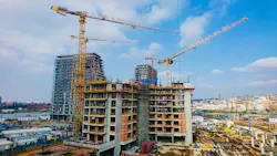 Potain tower cranes help construction 18 million square meters to the waterfront in Belgrade the capital of Serbia