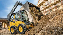 A Deere 324G skidsteer loader on a job The company extends its warranty to two years on compact track loaders skidsteer loaders compact wheel loaders and compact excavators