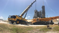 Sims cranes on a jobsite Sims cranes on a jobsite