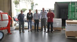 From left: Rich Barbeau, Habitat LA; Bethy Cobabe, Habitat LA; Steve Cavazos, vice president human resources, Multiquip; Bob Graydon, CEO, Multiquip; Mike Lopez, manager of used equipment sales, Multiquip.