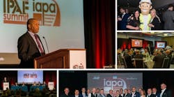 United Rentals executive vice president and CFO Bill Plummer (upper left) addresses the International Powered Access Federation conference in Miami in March.