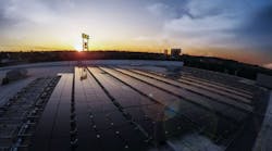 Solar panels on the roof of Foley Equipment&apos;s Kansas City, Mo., facility.