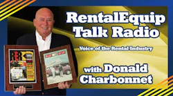 Rental industry veteran Donald Charbonnet holding two past issues of RER in which he appeared on the cover is launching an online talk radio show beginning Sept 5