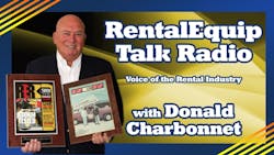 Rental industry veteran Donald Charbonnet holding two past issues of RER in which he appeared on the cover is launching an online talk radio show beginning Sept 5 Rental industry veteran Donald Charbonnet holding two past issues of RER in which he appeared on the cover is launching an online talk radio show beginning Sept 5