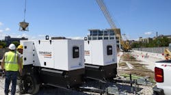 Generac generators at work on a construction site earlier this year.