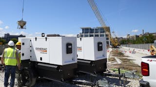 Generac generators at work on a construction site earlier this year.