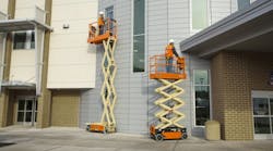 JLG&apos;s new electric scissors feature electric drive with a simplified active pothole protection system.