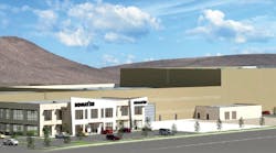 An artist&apos;s rendering of Komatsu Equipment Co.&apos;s planned $47 million customer support and service center to be built in Elko, Nev., planned for completion in early 2020.