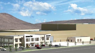 An artist&apos;s rendering of Komatsu Equipment Co.&apos;s planned $47 million customer support and service center to be built in Elko, Nev., planned for completion in early 2020.