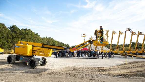 North American customers take their turns operating Haulotte39s new HA61 LE PRO 100percent electric architecture boomlift
