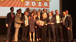Turner sixth from right accepts European Rental Association rental company of the year award in 2016