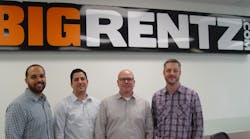 Top BigRentz leadership, from left: Keith Holmes, vice president of operations; Jim Arabia, vice president of marketing; Scott Cannon, CEO; and Liam Stannard, chief technology officer.