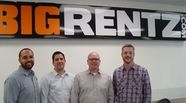 Top BigRentz leadership, from left: Keith Holmes, vice president of operations; Jim Arabia, vice president of marketing; Scott Cannon, CEO; and Liam Stannard, chief technology officer.