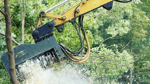 One of Denis Cimaf39s DAH series of industrial mulcher attachments for excavators