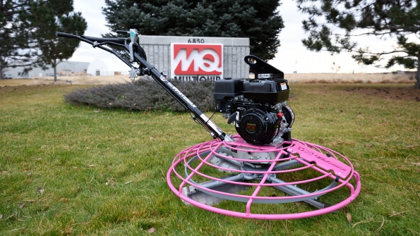 The MQ Whiteman B46H90 walkbehind trowel painted pink in honor of cancer awareness is being donated by Multiquip for the annual Concrete Cares auction at the World of Concrete