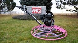 The MQ Whiteman B46H90 walk-behind trowel, painted pink in honor of cancer awareness, is being donated by Multiquip for the annual Concrete Cares auction at the World of Concrete.