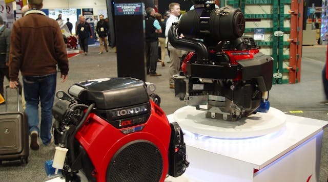 Honda&apos;s new engines at its stand at the World of Concrete.