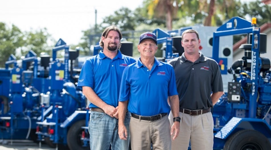 Thompson Pump, owned by the Thompson family since its inception, is led by chairman Bill Thompson, middle; president Chris Thompson, right; and Bobby Thompson, regional manager, left.
