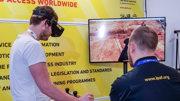 IPAF staff offers safety instruction at the Intermat show in Paris last year