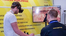 IPAF staff offers safety instruction at the Intermat show in Paris last year.