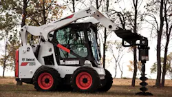 A Bobcat S570 skidsteer loader at work A Bobcat S570 skidsteer loader at work