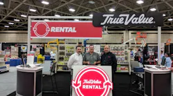 From left John Karl rental product merchant True Value Co Steve Challoner Genie regional sales manager Terex AWP and Keith Crawley director of MRO amp rental True Value Co