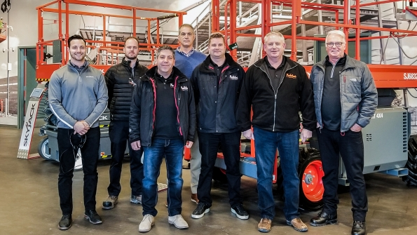 MacFarlands Industrial staff and some of their Skyjack machines at the new Moncton New Brunswick branch